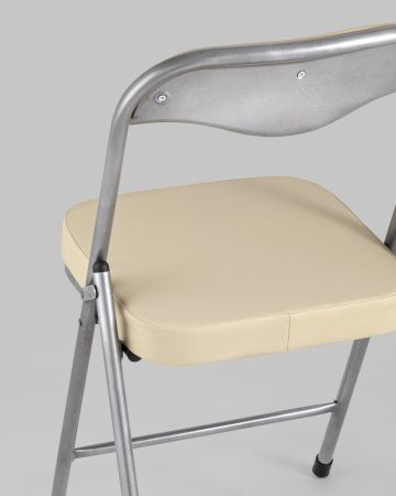 Стул складной мягкий ДЖОН металлик, кремовый