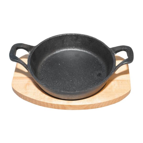 Сковорода для подачи на дерев. подст. 18 см круглая чугун 2 ручки P.L. Proff Cuisine