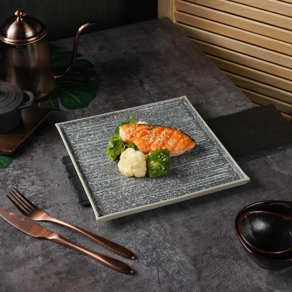 Тарелка 24*24 см h1,3 см квадратная глазурь Glossy Stone Untouched Taiga P.L. Proff Cuisine [1]
