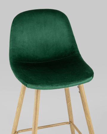 Стул барный Валенсия велюр зеленый ножки цвет дерево