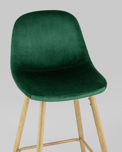 Стул барный Валенсия велюр зеленый ножки цвет дерево