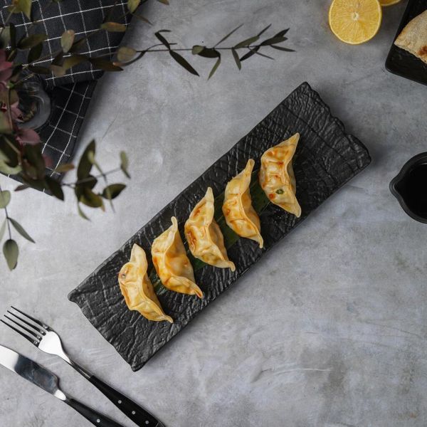 Блюдо прямоугольное 33*11 см h2,5 см с бортом Side Up1 Black Raw Wood P.L. Proff Cuisine [3]