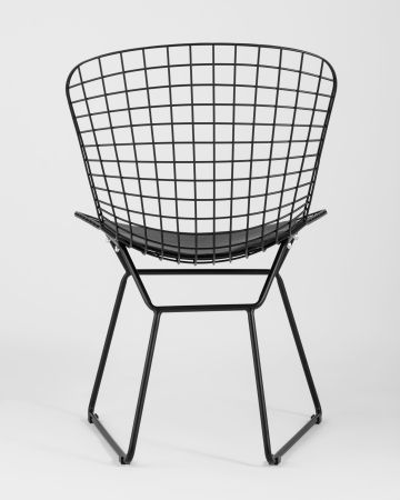 Стул обеденный Bertoia черный с черной подушкой