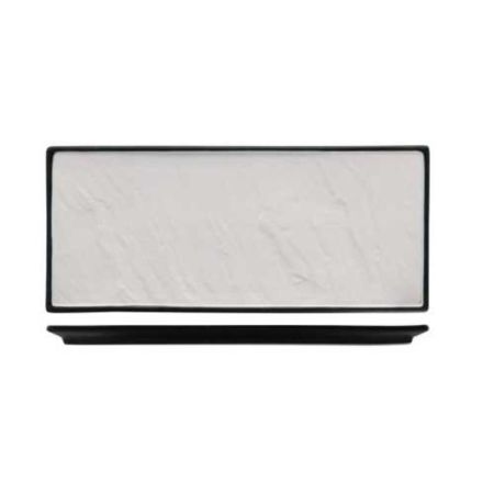 Блюдо прямоугольное 36*15 см Relief белое с черным бортом фарфор P.L. Proff Cuisine [1]