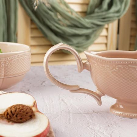 Соусник 390 мл 18,5*8,2 см h9,5 см с ручкой фарфор Aristocrat Peach Tea Noble [1]