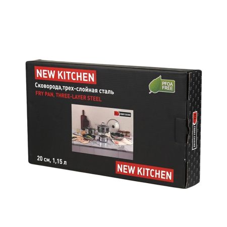 Сковорода 20/14,5 см h4,5 см New Kitchen Honeycombs нерж. с антиприг. покр. ИНДУКЦИЯ P.L.