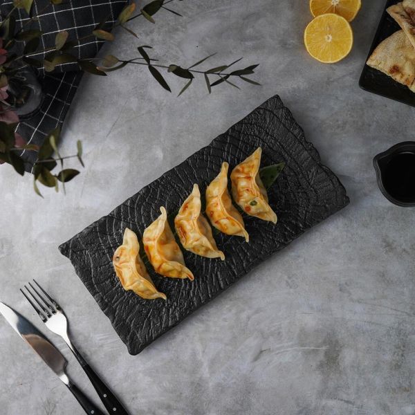 Блюдо прямоугольное 30*15 см h2,5 см с бортом Side Up1 Black Raw Wood P.L. Proff Cuisine [4]