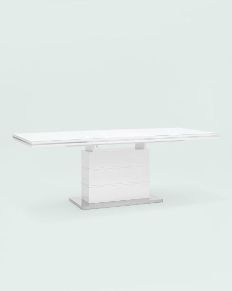 Стол обеденный Глазго раскладной 160-215*90 глянцевый белый