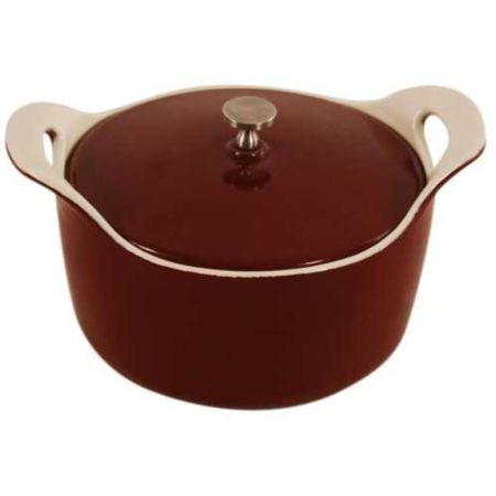 Кастрюля для подачи 14 см h7 см 700 мл круглая с крышкой эмаль чугун. P.L. Proff Cuisine