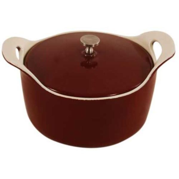 Кастрюля для подачи 14 см h7 см 700 мл круглая с крышкой эмаль чугун. P.L. Proff Cuisine