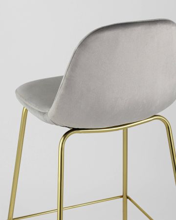 Стул барный Валенсия велюр серый золотые ножки