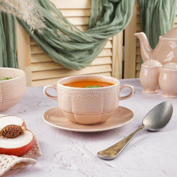 Бульонная пара 390 мл d 10,3 см h7 см Aristocrat Peach Tea Stackable Noble [1]