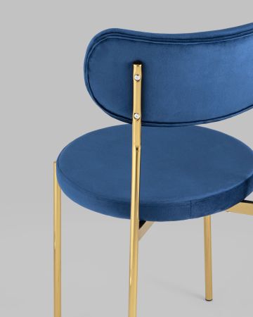 Стул Барбара велюр синий золотые ножки