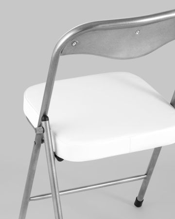 Стул складной мягкий ДЖОН металлик, белый