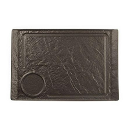 Блюдо прямоугольное 35*24 см h2,2 см борт Side Up2 с выемкой для соусника Black Raw Stellar P.L. [3]
