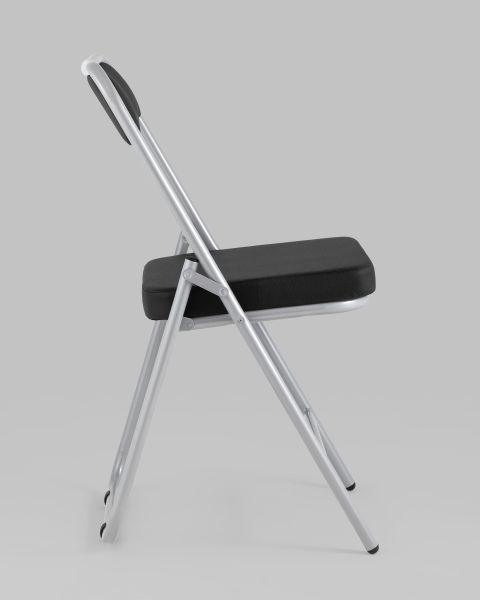 Складной стул Джонни экокожа черный каркас металлик