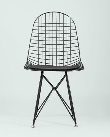 Стул обеденный Eiffel черный с черной подушкой