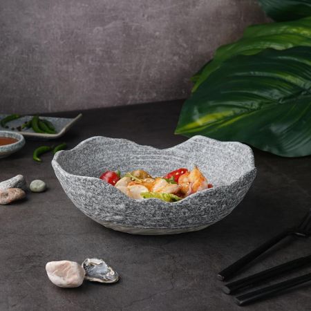 Салатник 1000 мл 22,9*18,2 см h7,7 см Wave Up Stone Crush Untouched Taiga P.L. [1]