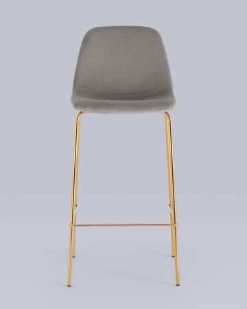 Стул барный Валенсия SN велюр серый золотые ножки
