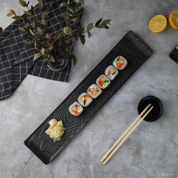 Блюдо прямоугольное 47*10 см с бортами Side Up2 Black Raw Wood P.L. Proff Cuisine [3]