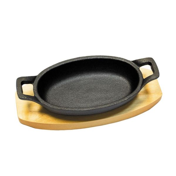 Сковорода для подачи на дерев. подст. 17*12 см овальная чугун 2 ручки P.L. Proff Cuisine