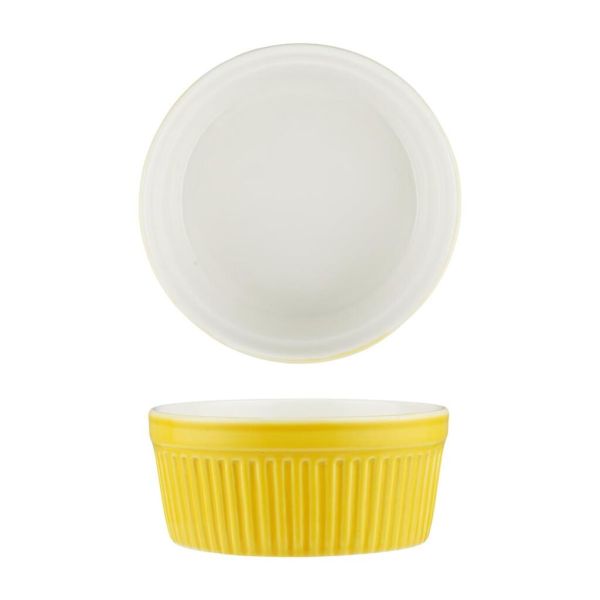 Салатник соусник для подачи 400 мл d 12 см h5,5 см круглый желтый Рамекин фарфор P.L. [6]