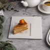 Тарелка 21*21 см h1 см квадратная смещенное дно Asymmetry белая фарфор P.L. Proff Cuisine [6]
