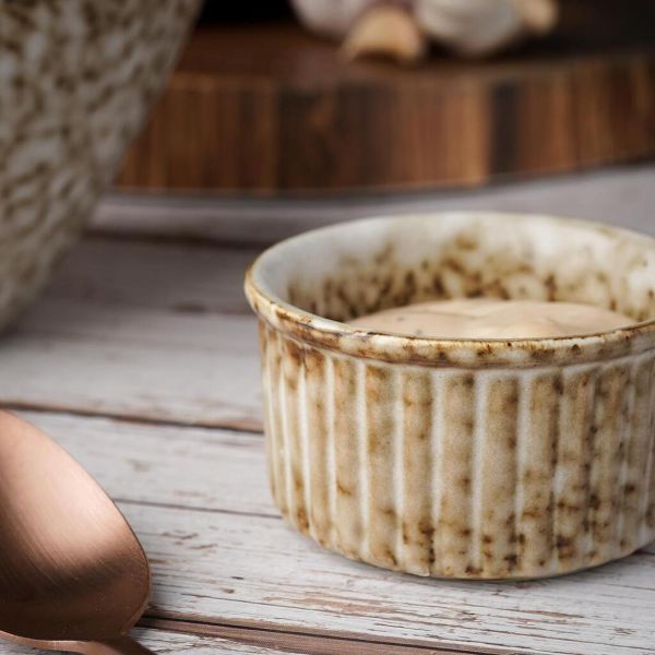 Соусник  90 мл d 7 см h4 см круглый Рамекин фарфор Brown Spider Silk P.L. Proff Cuisine [12]