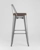 Стул барный TOLIX WOOD со спинкой серебристый матовый