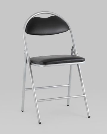 Стул складной Hagen экокожа черный каркас металлик