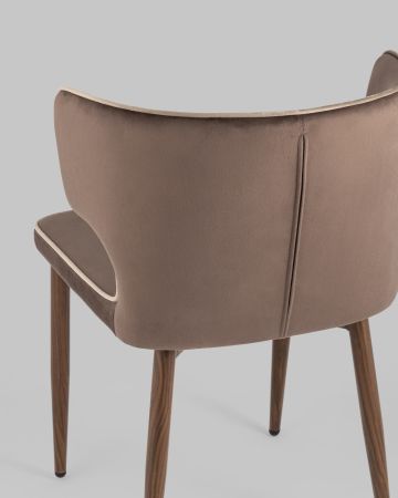 Стул Матео с кантом велюр коричневый ножки дерево