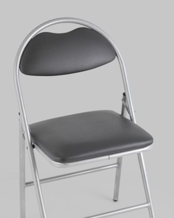 Стул складной Hagen экокожа серый каркас металлик