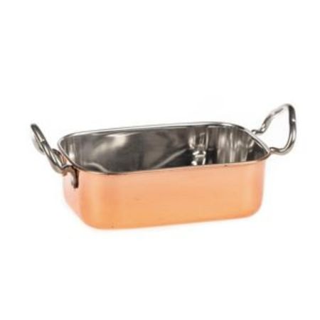 Сковорода для подачи 14,5*9,5 см h4,5 см Copper прямоуг. нерж. 2 ручки цвет медь P.L. Proff Cuisine