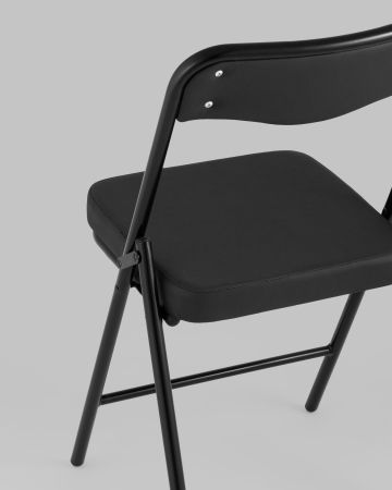 Складной стул Джонни экокожа черный каркас черный матовый