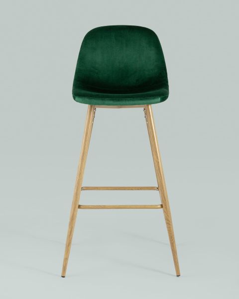 Стул барный Валенсия велюр зеленый ножки цвет дерево