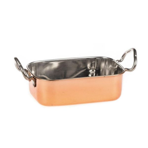 Сковорода для подачи 12,5*8,2 см h4,3 см 340 мл прямоуг. Copper нерж. 2 ручки цвет медь P.L.