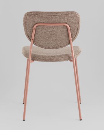 Стул обеденный Gigi шенилл коричневый розовые ножки
