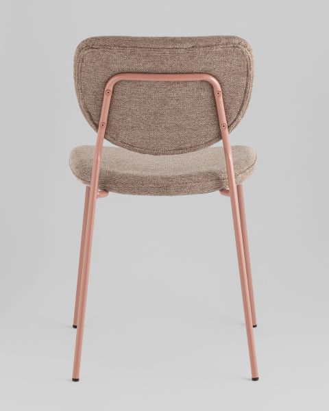 Стул обеденный Gigi шенилл коричневый розовые ножки