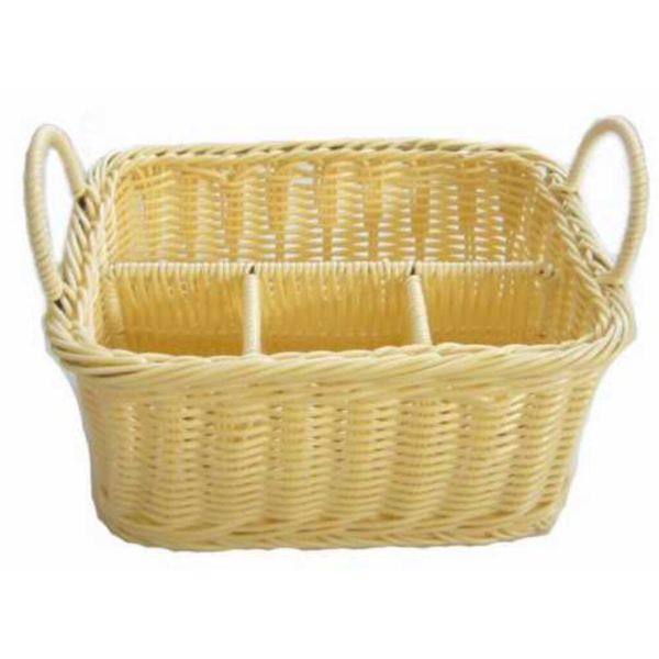 Контейнер для столовых приборов 4 отд., 25*19*12 см, бежевая, ротанг, P.L. Proff Cuisine