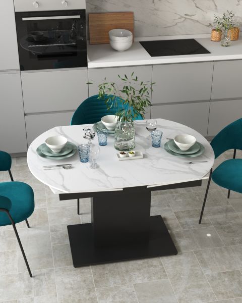 Стол обеденный Хлоя раскладной 120-180*90 керамика светлая