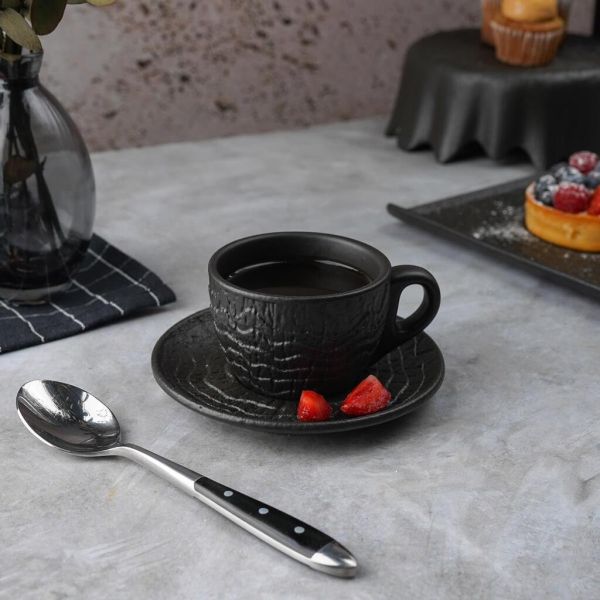 Кофейная пара 100 мл d 7 см h5,2 см Black Raw Wood P.L. Proff Cuisine [6]