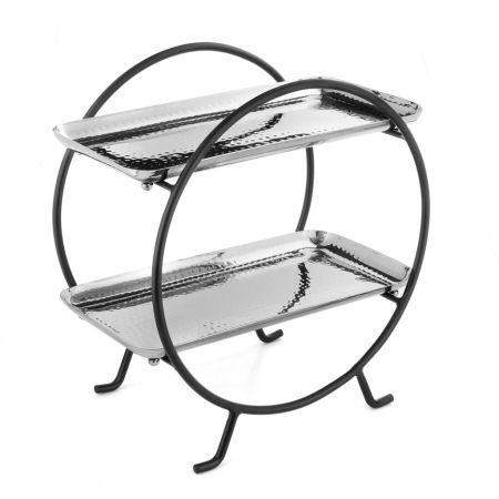 Подставка фуршетная этажерка 2 яруса 31*17,5*31,5 см нерж. + 2 блюда Dents нерж P.L. Proff Cuisine