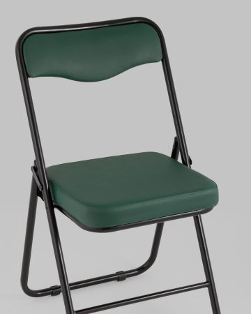 Складной стул Джонни экокожа зелёный каркас черный матовый
