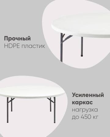 Стол круглый складной пластиковый Кейт 180