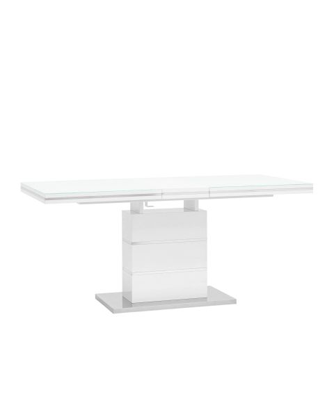 Стол обеденный Глазго раскладной 140-170*80 глянцевый белый