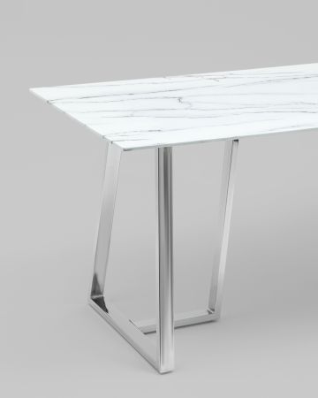 Стол обеденный Даллас 160*90 белый стеклянный