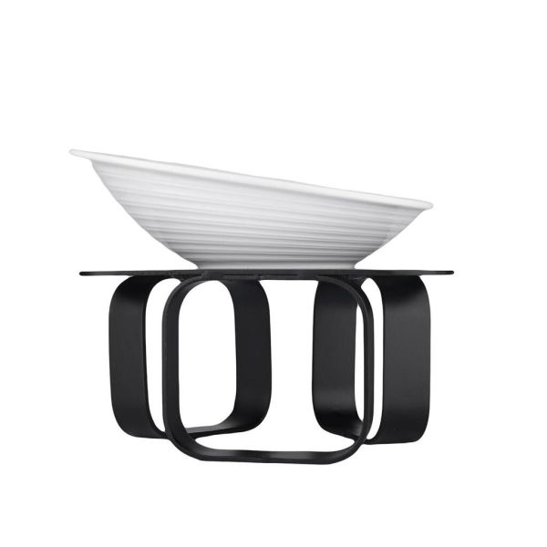 Подставка фуршетная стойка 20*20 см h10,5 см черный металл + салатник 23*19 см h4 см меламин P.L.