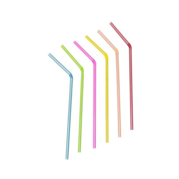 Трубочки 0,5*21 см со сгибом 1000 шт неон пластик P.L.