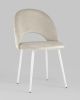 Стул Меган NEW велюр с ромбами бежевый белые ножки
