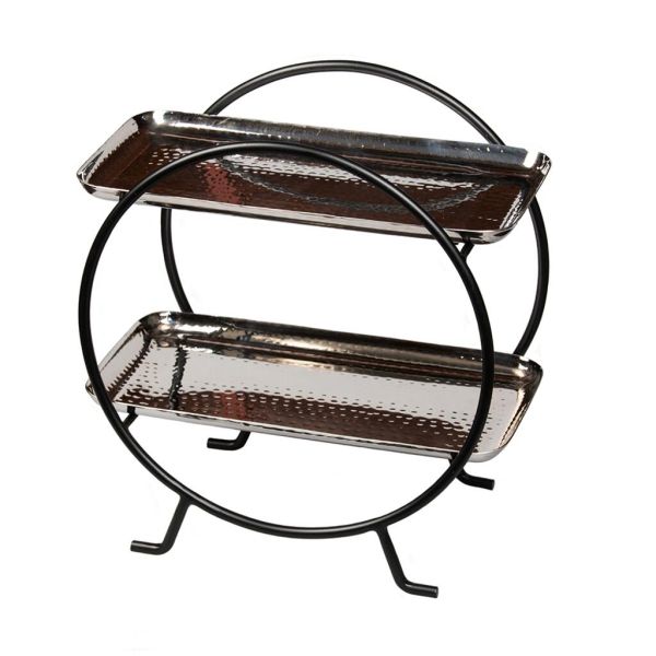 Подставка фуршетная этажерка 2 яруса 31*17,5*31,5 см нерж. + 2 блюда Dents нерж P.L. Proff Cuisine